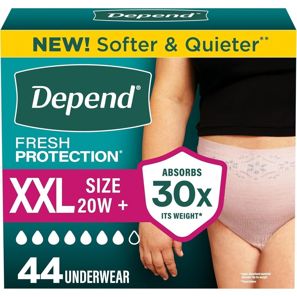 44 Count Depend Women's 2X-LARGE Fresh Protection Diapers Incontinence Underwear